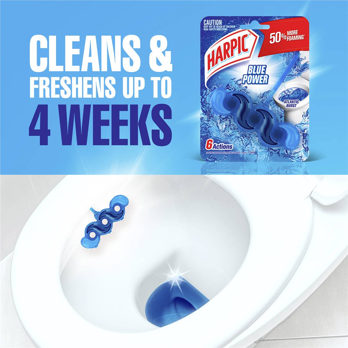 Harpic Blue Power Atlantic Burst Toilet Cleaner Block 2 Pack