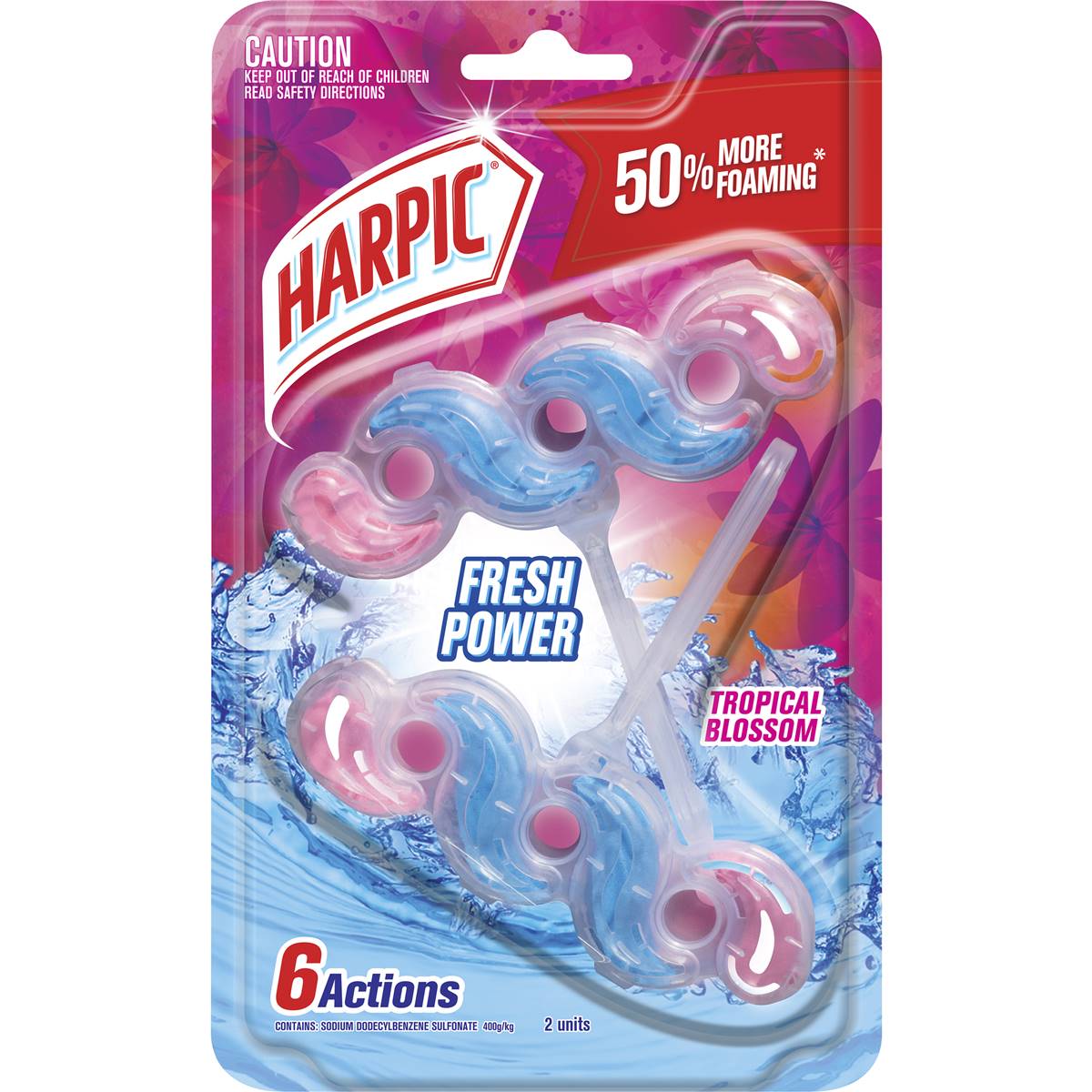 Harpic Fresh Power Tropical Blossom Toilet Cleaner Block 2 Pack