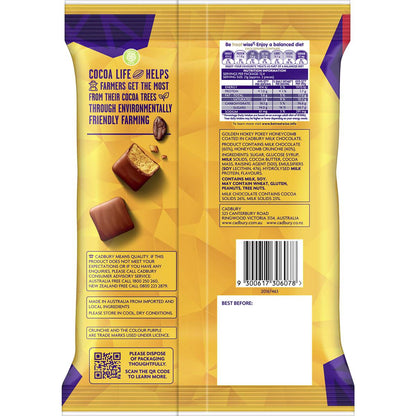 Cadbury Crunchie Chunks Chocolate Bites Large Snack & Share Bag 260g