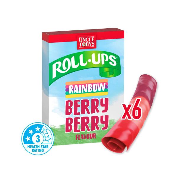 UNCLE TOBYS ROLL-UPS RAINBOW BERRY LUNCHBOX SNACKS MADE WITH REAL FRUIT
