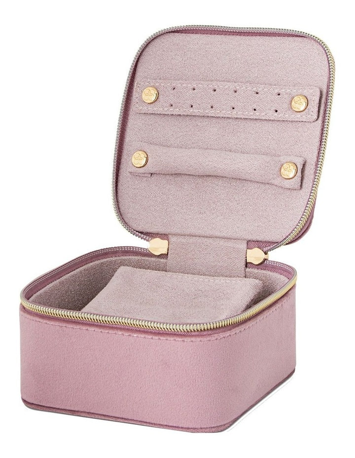 Luxe Velvet Cube Jewellery Bag in Musk