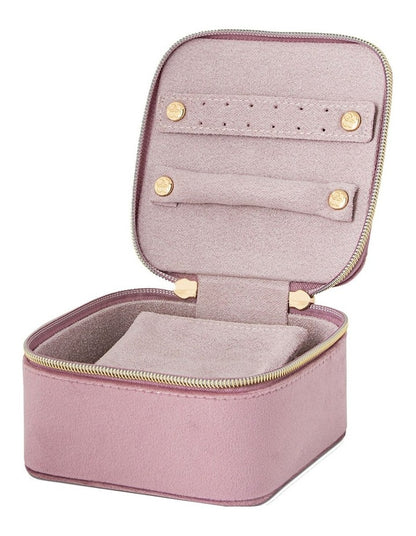 Luxe Velvet Cube Jewellery Bag in Musk