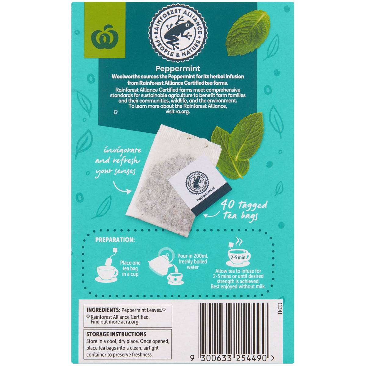 Woolworths Peppermint Tea 40 Pack