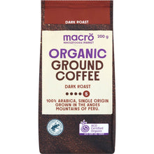 Macro Organic Fairtrade Ground Coffee Dark 200g