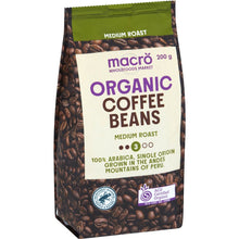 Macro Organic Fairtrade Coffee Beans Medium 200g