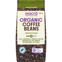 Macro Organic Fairtrade Coffee Beans Medium 200g