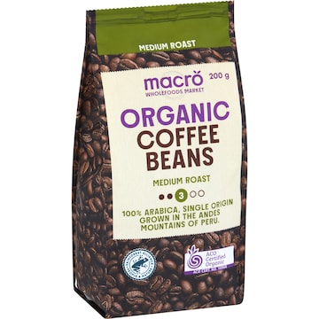 Macro Organic Medium Coffee Beans 200g