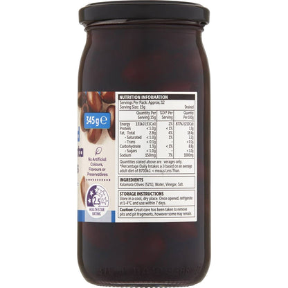 Woolworths Pitted Kalamata Olives 345g