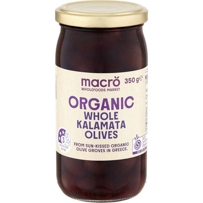 Macro Organic Olives Whole Greek Kalamata 350g