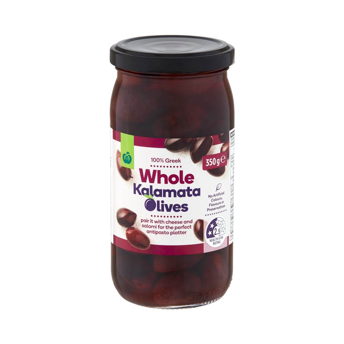 Woolworths Whole Kalamata Olives 350g