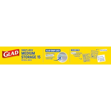 Glad Resealable Medium Storage Bags 15 pack
