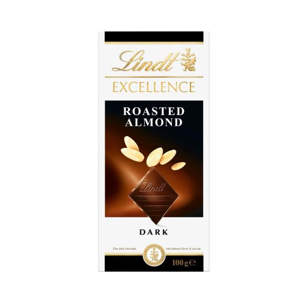 LINDT EXCELLENCE CHOCOLATE:ROAST ALMOND:.:100 GRAM