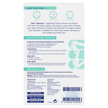 Nair Easiwax Large Wax Strips - 20 Pack