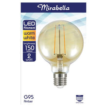 Mirabella E27 G95 2W Vintage Style Filament Amber Bulb