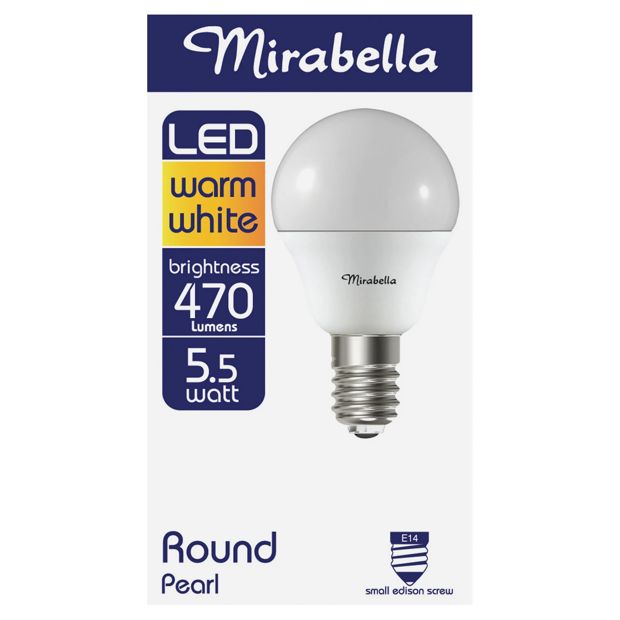 Mirabella E14 5.5W LED Warm White Round Bulb