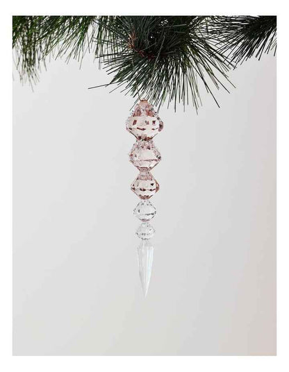Luxe Christmas Acrylic Icicle Ornament Blush Pink