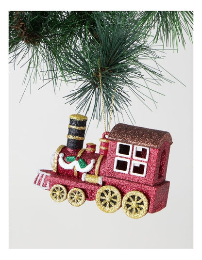 Heirloom Christmas Glitter Red Train Ornament 12cm