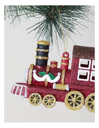 Heirloom Christmas Glitter Red Train Ornament 12cm