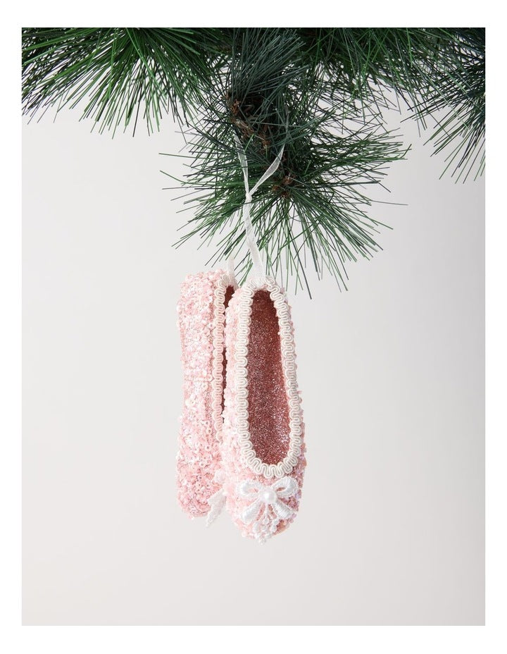 Luxe Christmas Pink Ballet Shoes with Glitter