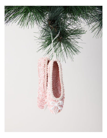 Luxe Christmas Pink Ballet Shoes with Glitter