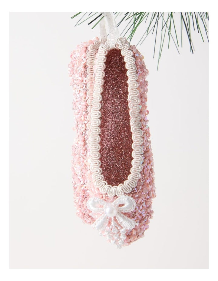 Luxe Christmas Pink Ballet Shoes with Glitter