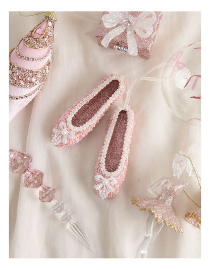 Luxe Christmas Pink Ballet Shoes with Glitter