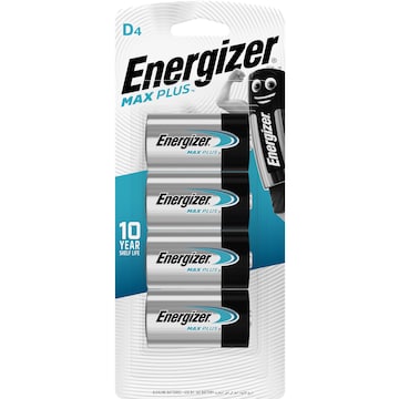 Energizer Max Plus High Performance D Alkaline Batteries 4 pack