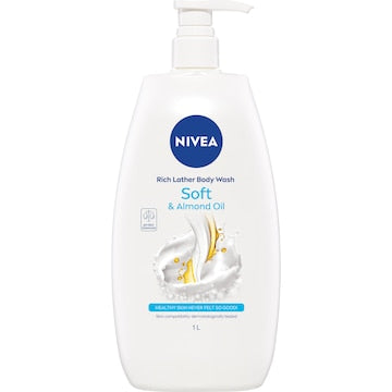 Nivea Rich Lather Soft & Almond Oil Body Wash & Shower Gel 1L
