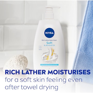 Nivea Rich Lather Soft & Almond Oil Body Wash & Shower Gel 1L
