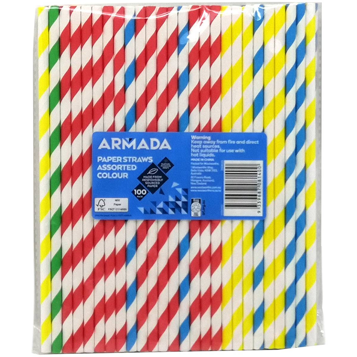 Armada Paper Straws Striped 100 Pack