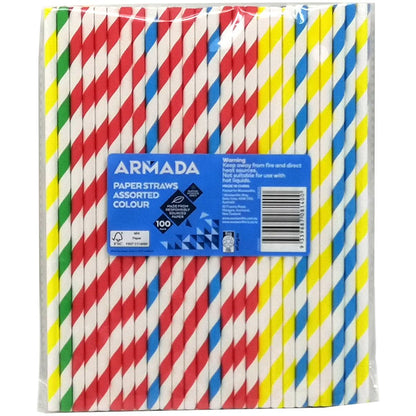 Armada Paper Straws Striped 100 Pack