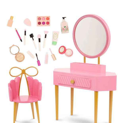 Our Generation Fabulous Fun Vanity Set Pink Vanity Table & Accessories for 18-inch Dolls
