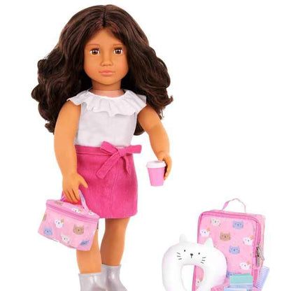 Our Generation Purrfectly Packed Kitty-Print Luggage & Accessories Set for 18" Dolls