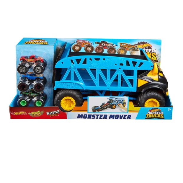 Hot Wheels Monster Trucks Monster Mover & 3 Trucks