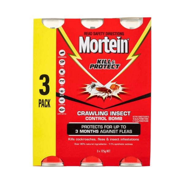MORTEIN KILL & PROTECT CRAWLING INSECT CONTROL BOMB 3X125G