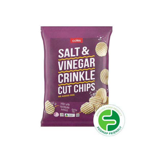 COLES POTATO CHIPS CRINKLE SALT VIN:.:175 GRAM
