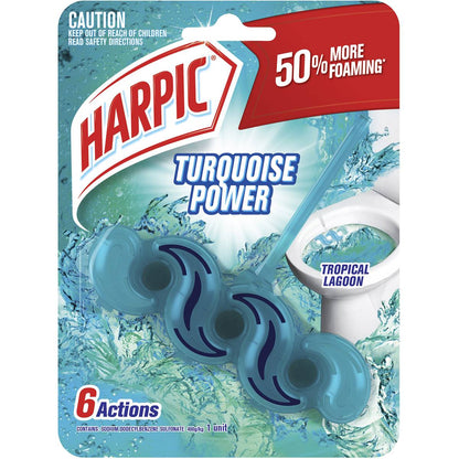Harpic Turquoise Power Tropical Lagoon Toilet Cleaner Block 1 Pack