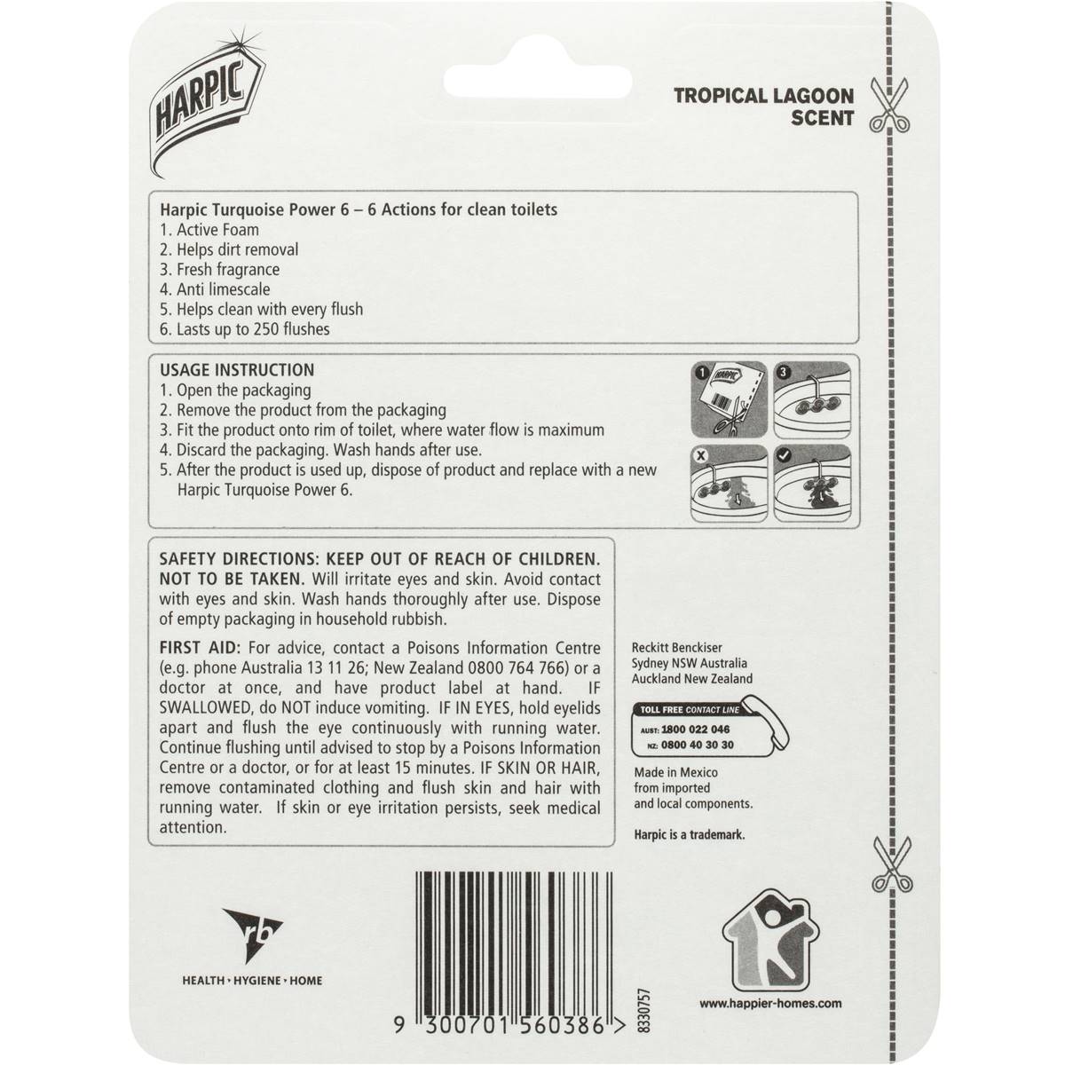 Harpic Turquoise Power Tropical Lagoon Toilet Cleaner Block 1 Pack