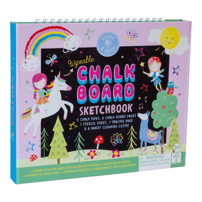 Floss & Rock Chalk Board Sketch Book Rainbow Fairy Art and Craft for Kids Fairy Unicorn and Castle Theme 3yrs+
