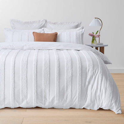 Willow Cotton Quilt Cover Set - Double Bed, White
