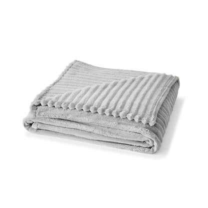 Plush Ribbed Blanket - Double/Queen Bed, Grey