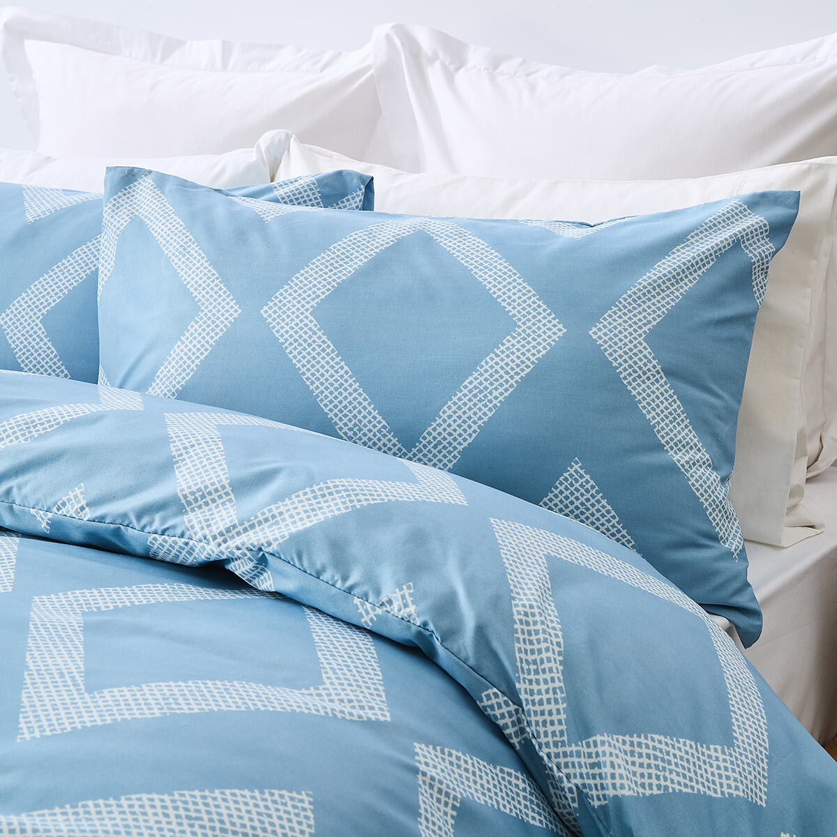 Jude Quilt Cover Set - Queen Bed, Blue