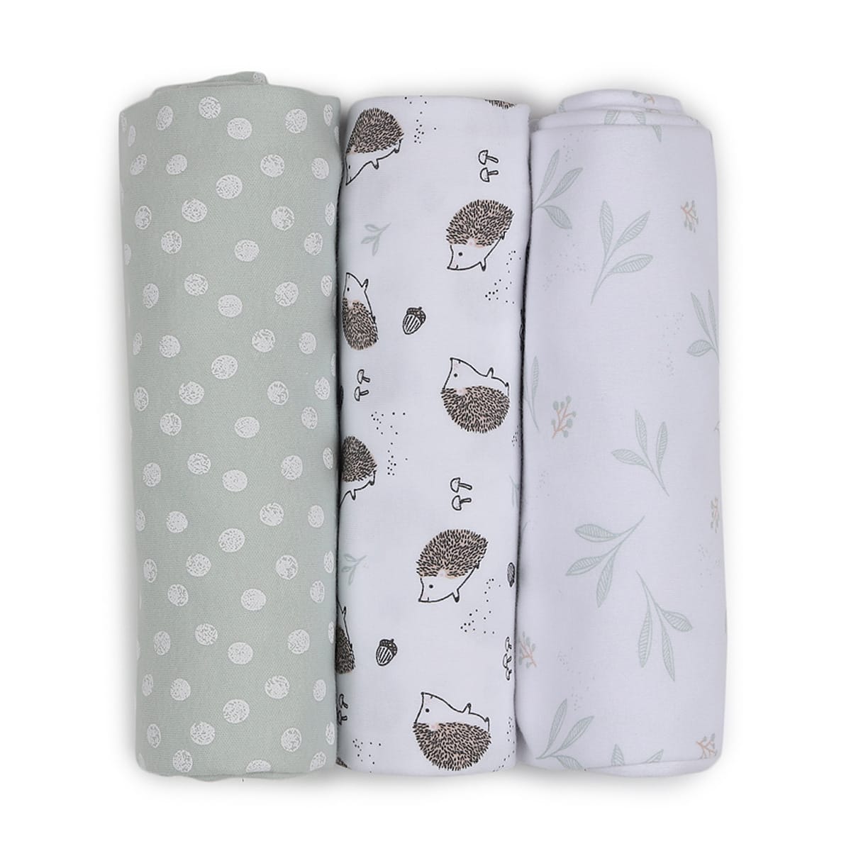 3 Pack Cotton Interlock Wraps - Hedgehog