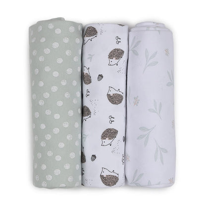 3 Pack Cotton Interlock Wraps - Hedgehog