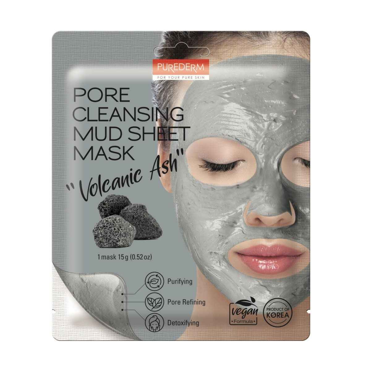 Purederm Pore Cleansing Mud Sheet Mask 15g - Volcanic Ash