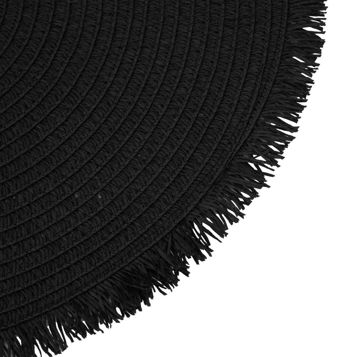 Black Round Fringe Placemat