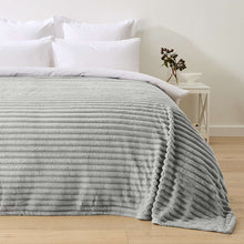 Plush Ribbed Blanket - Double/Queen Bed, Grey