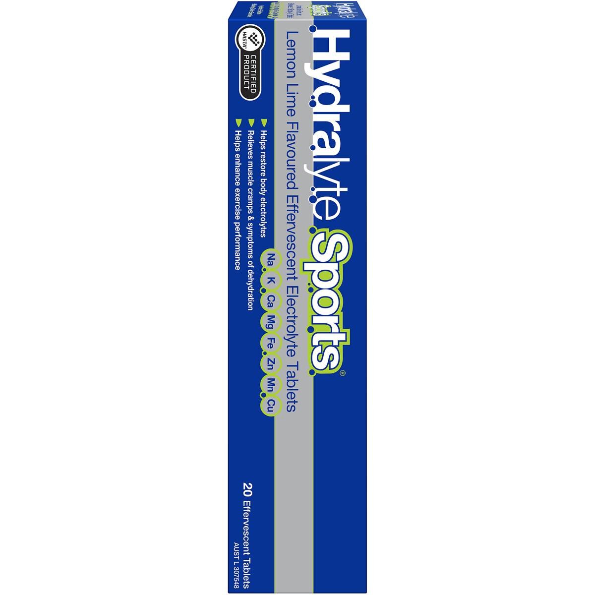 Hydralyte Sports Effervescent Tablets Lemon Lime 20 Pack