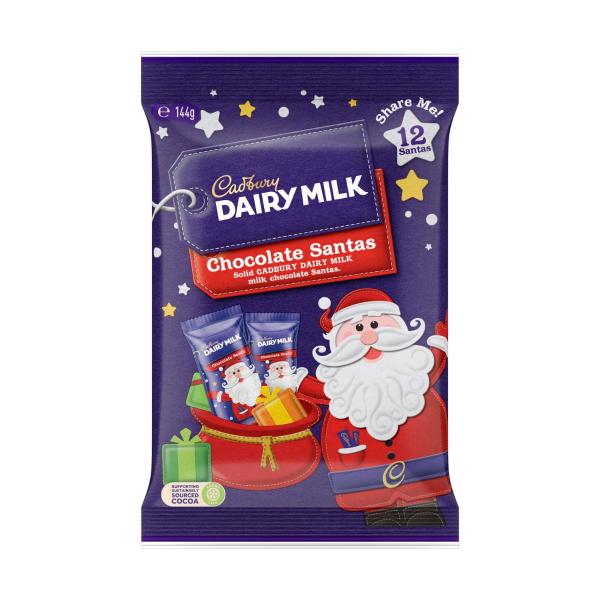 CADBURY DAIRY MILK CHOCOLATE CHRISTMAS SANTA 12 PIECE PACK 144G