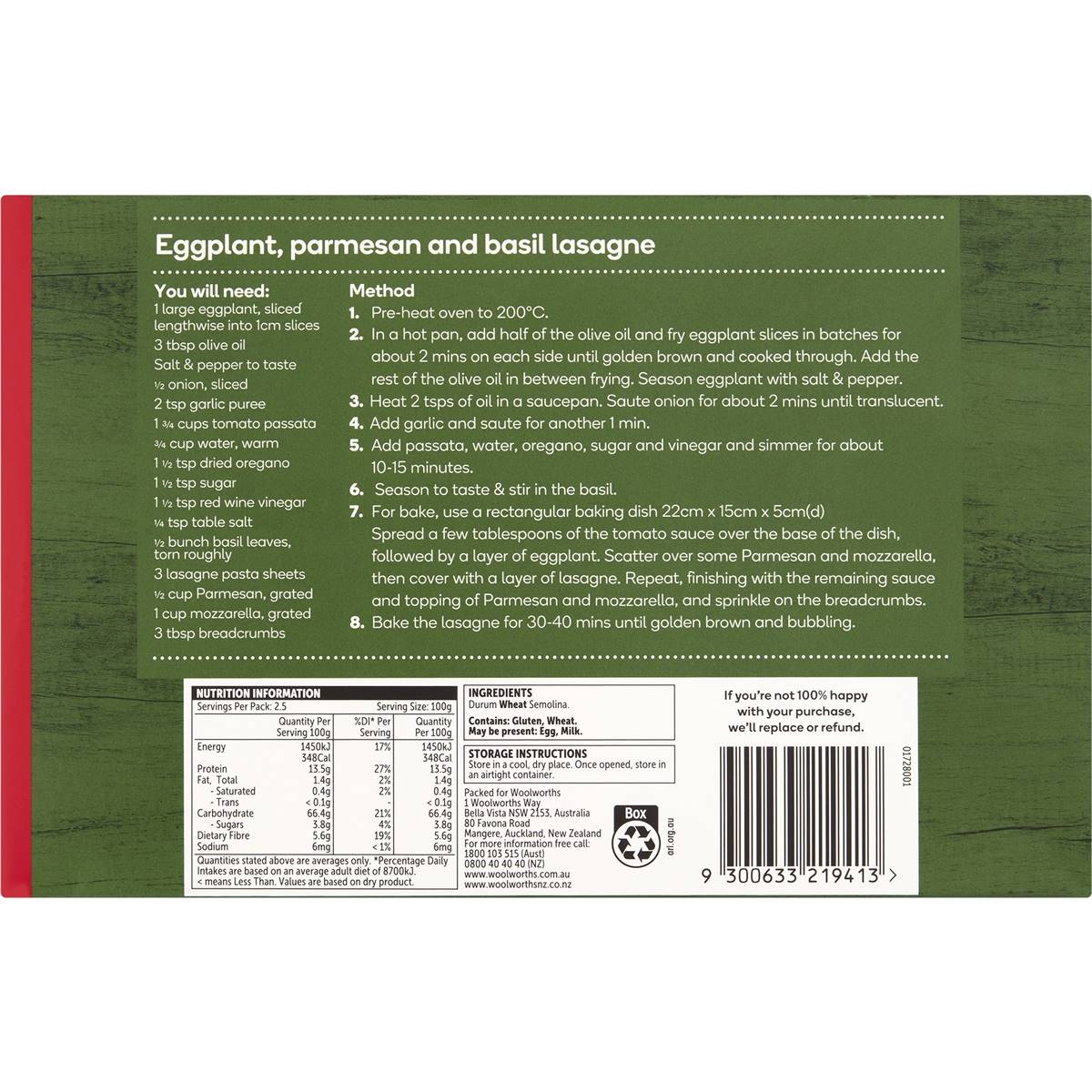 Woolworths Lasagne Sheets 250g